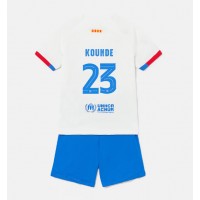 Echipament fotbal Barcelona Jules Kounde #23 Tricou Deplasare 2023-24 pentru copii maneca scurta (+ Pantaloni scurti)